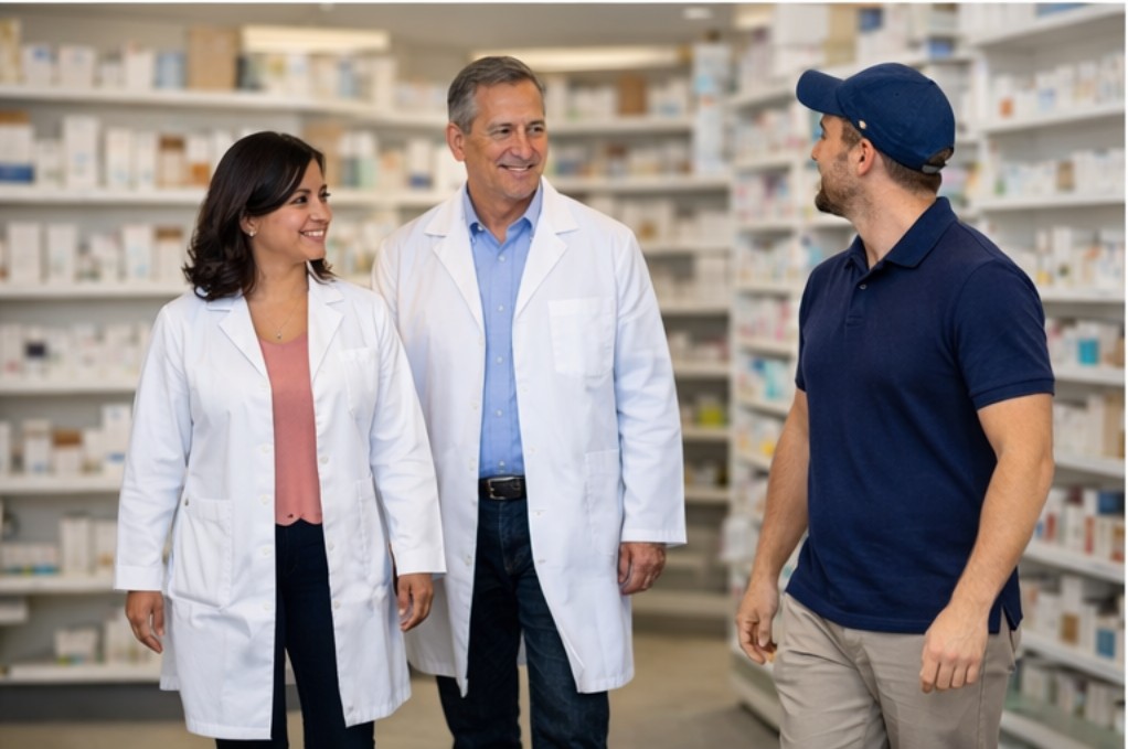 Pharmacy team in a community pharmacy